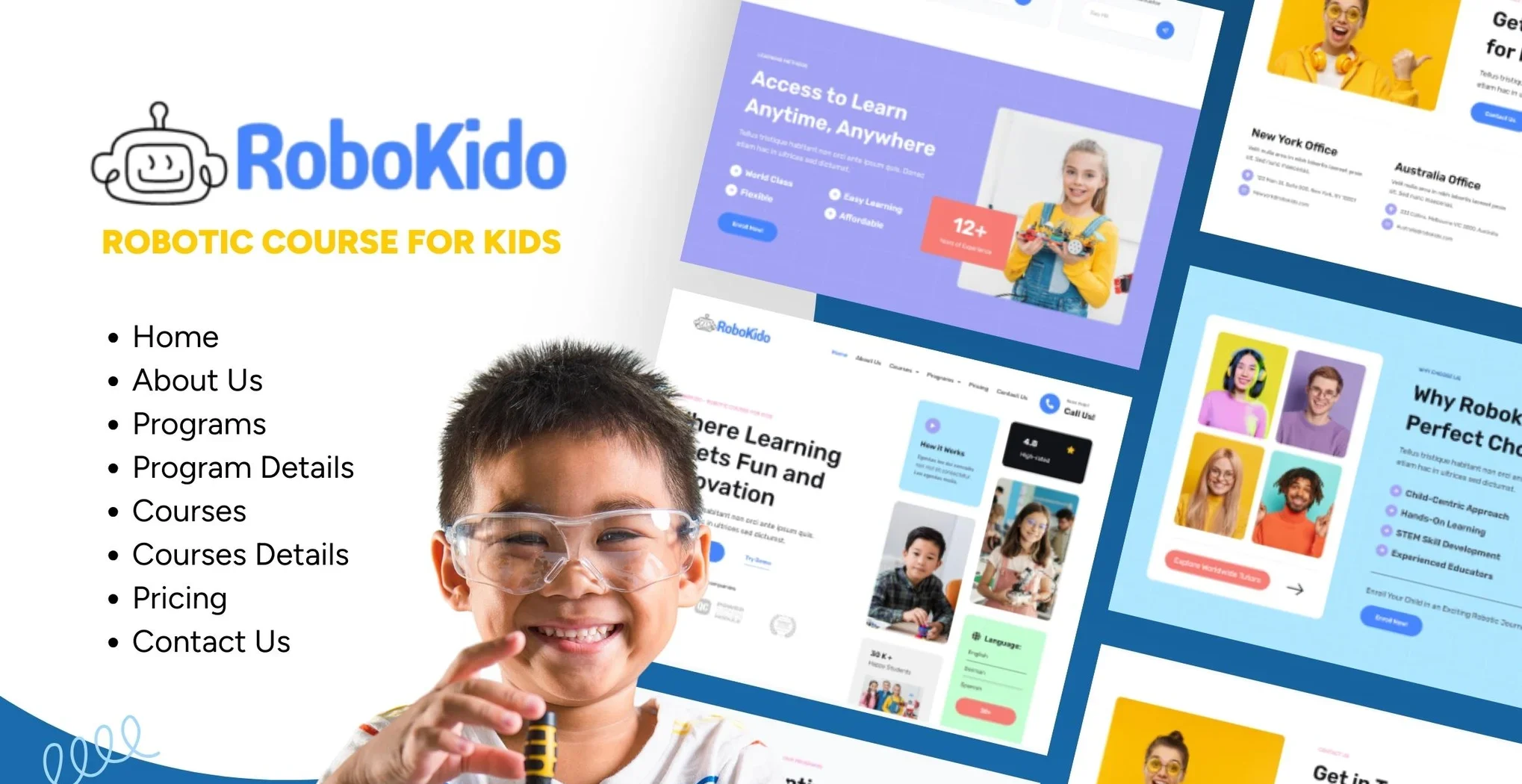 Robokido - Online Learning Courses for Kids Elementor Template Kit