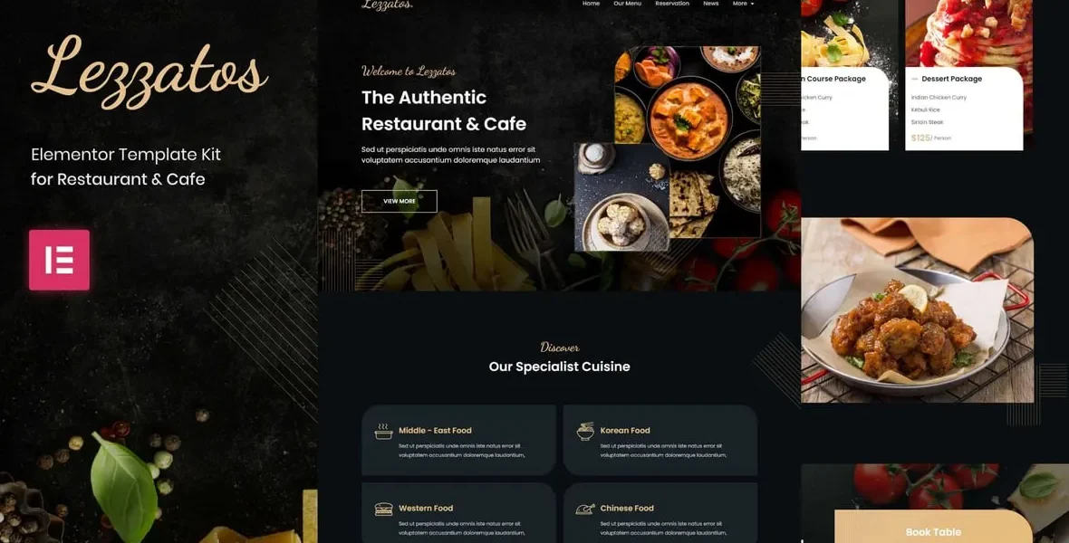 Lezzatos - Restaurant & Cafe Elementor Template Kit Download