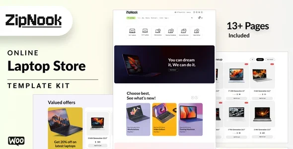 Zipnook - Woocommerce Laptop Store Elementor Pro Template Kit