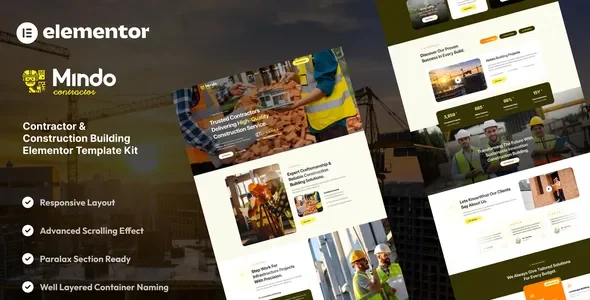 Mindo - Contractor & Construction Building Elementor Template Kit