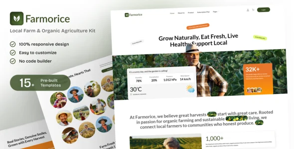 Farmorice - Local Farm and Organic Agriculture Elementor Template Kit