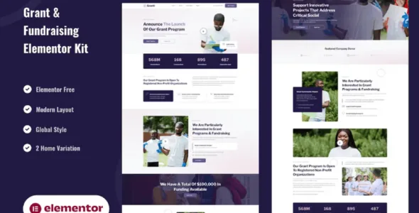 Grant & Fundraising - Elementor Template Kit