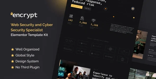 Encrypt - Cyber Security Specialist Elementor Pro Template Kit