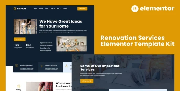 Renoba - Renovation Services Elementor Template Kit
