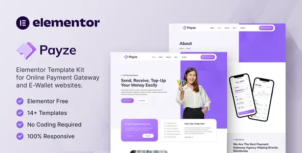 Payze – Online Payment Gateway & E-Wallet Elementor Template Kit