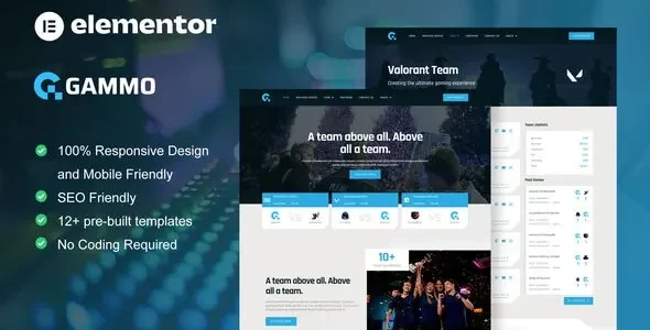 Gammo - Esports Team & Gaming Elementor Pro Template Kit