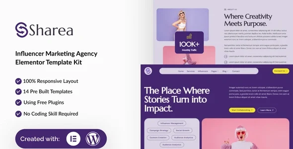 Sharea - Influencer Marketing Agency Elementor Template Kit