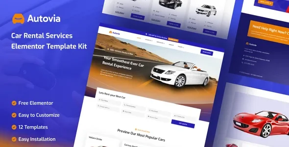Autovia - Car Rental Service Elementor Template Kit