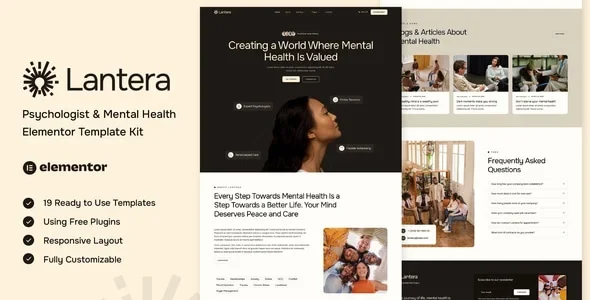 Lantera - Psychologist & Mental Health Elementor Template Kit