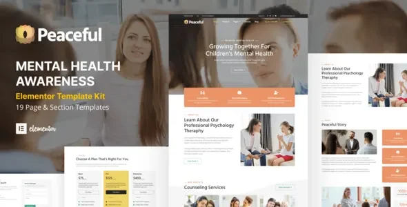 Peaceful - Mental Health Awareness WordPress Elementor Template Kit